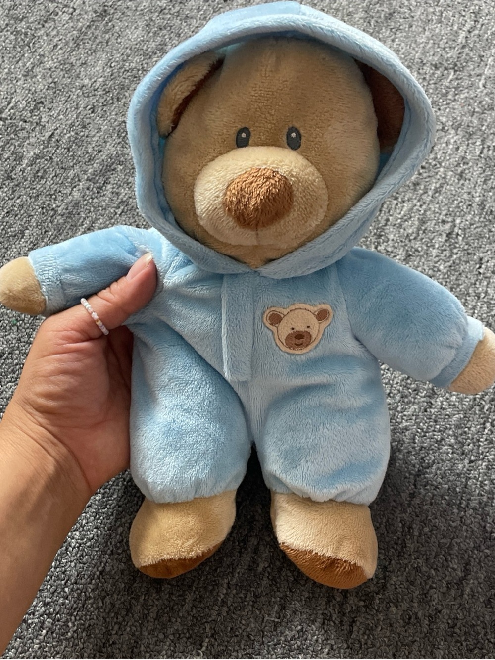 Ty Pluffies Baby Bear Blue w/Non-removable Pajamas Sewn Eyes No Hang Tag